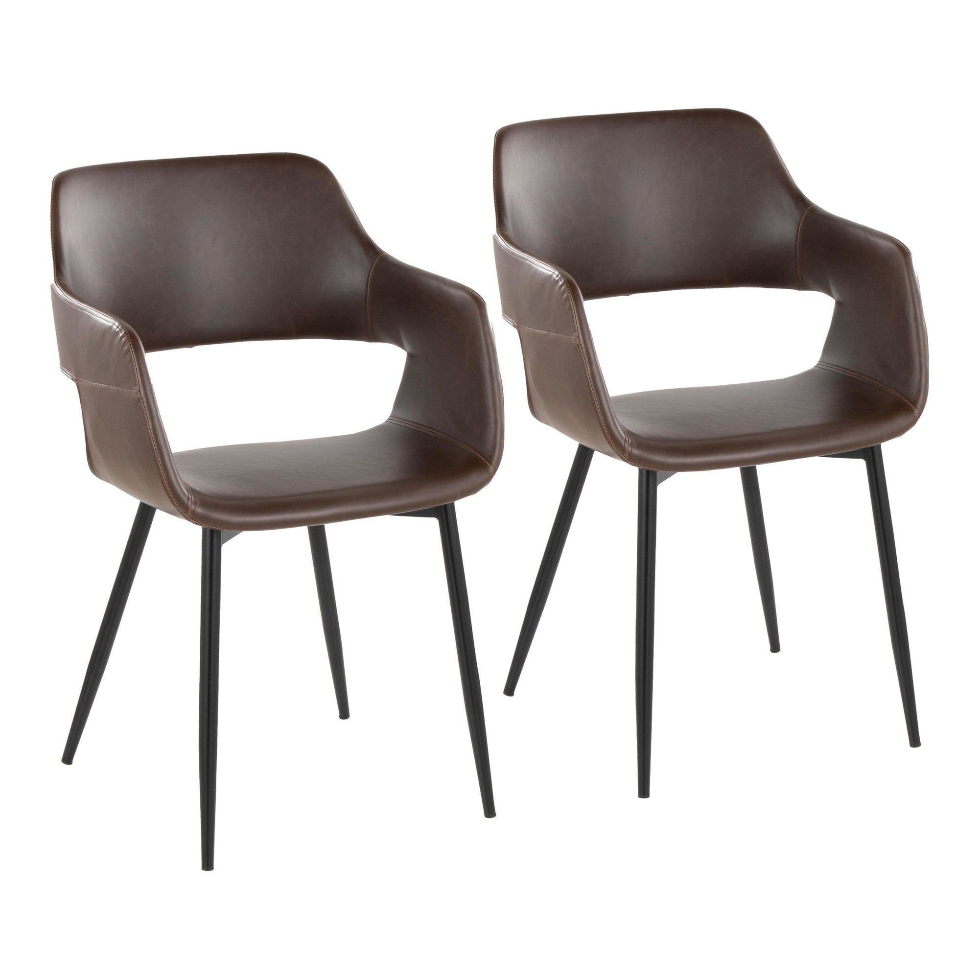 Margarite Dining Chair - Set of 2 - Black Metal, Espresso PU