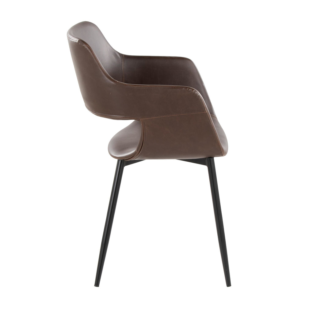 Margarite Dining Chair - Set of 2 - Black Metal, Espresso PU