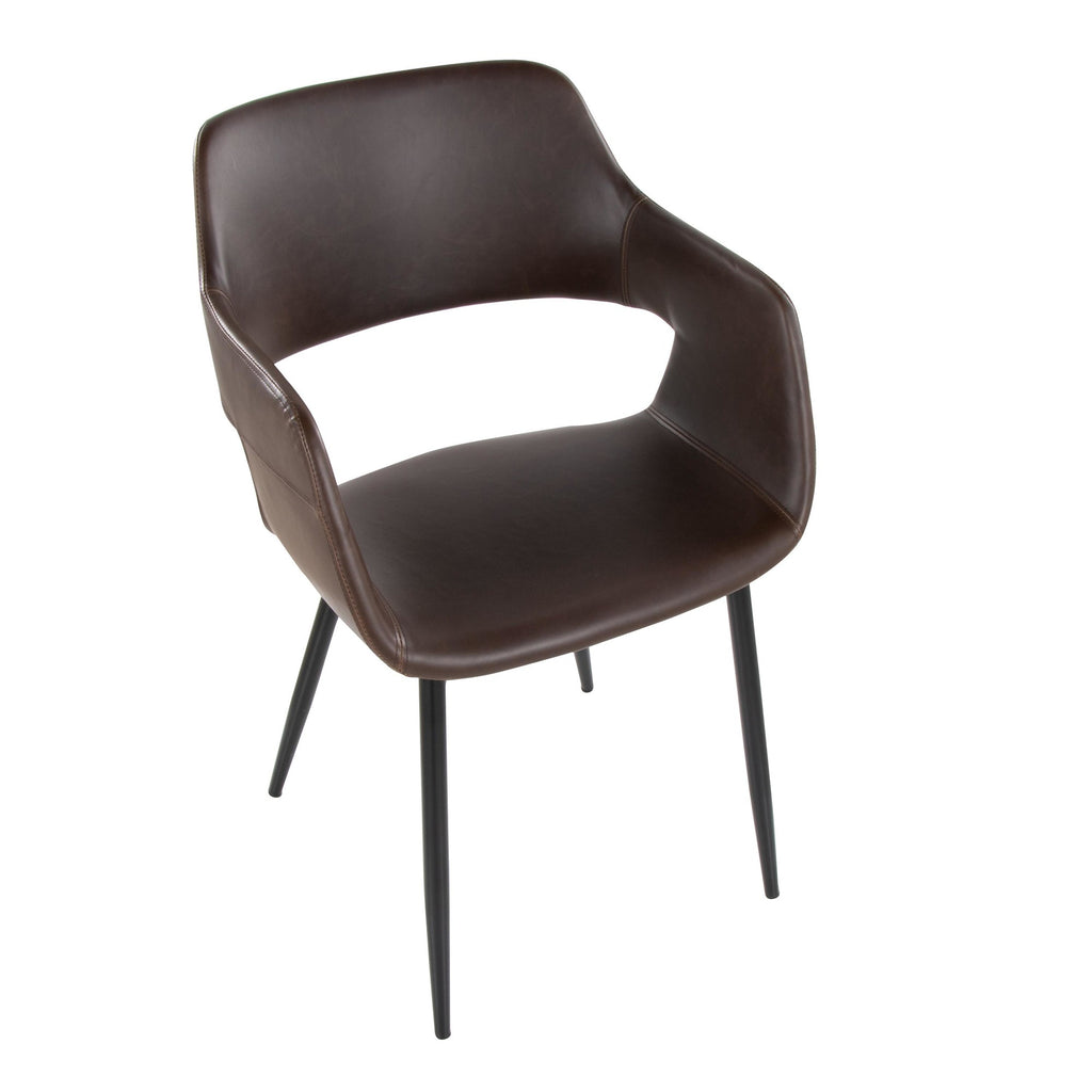 Margarite Dining Chair - Set of 2 - Black Metal, Espresso PU