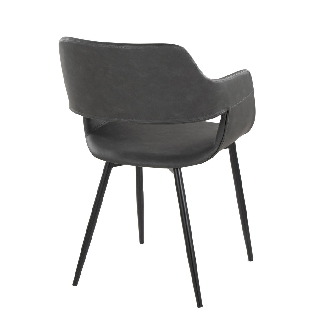 Margarite Dining Chair - Set of 2 - Black Metal, Grey PU