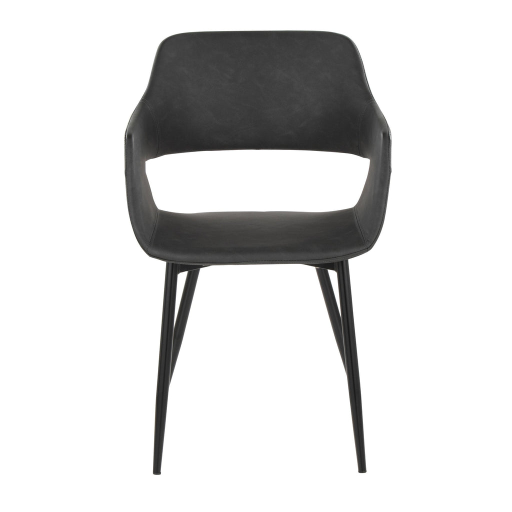 Margarite Dining Chair - Set of 2 - Black Metal, Grey PU