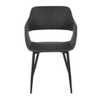 Margarite Dining Chair - Set of 2 - Black Metal, Grey PU