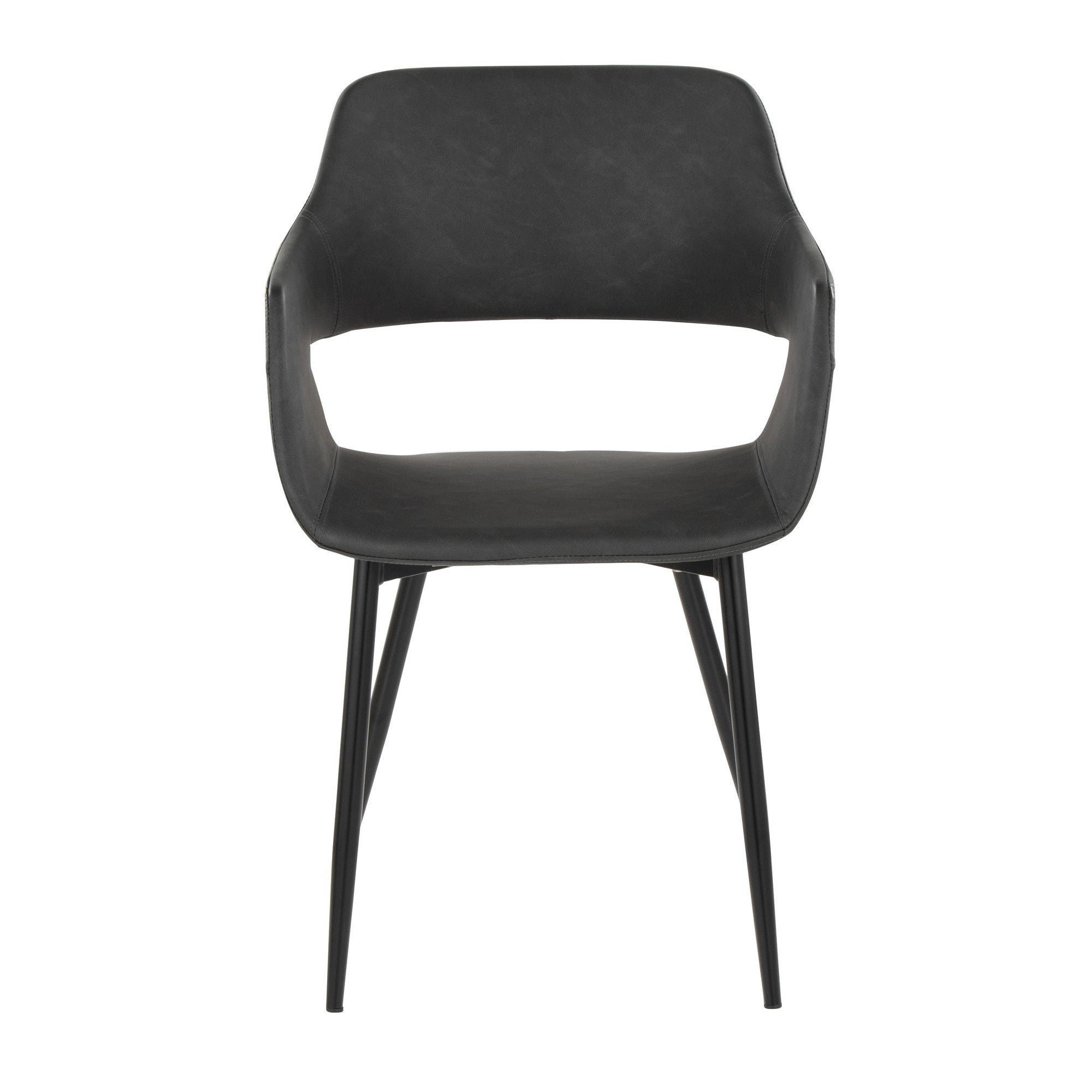 Margarite Dining Chair - Set of 2 - Black Metal, Grey PU