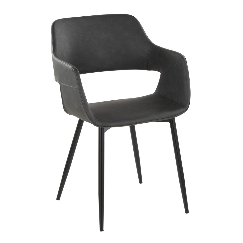 Margarite Dining Chair - Set of 2 - Black Metal, Grey PU