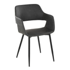 Margarite Dining Chair - Set of 2 - Black Metal, Grey PU
