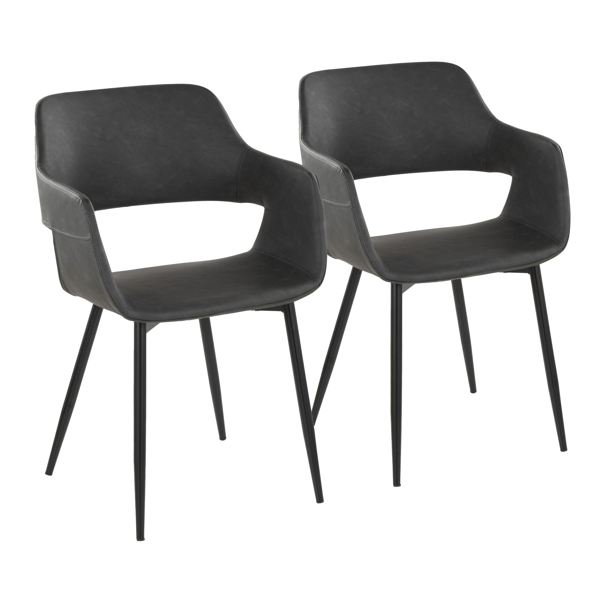 Margarite Dining Chair - Set of 2 - Black Metal, Grey PU