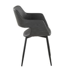 Margarite Dining Chair - Set of 2 - Black Metal, Grey PU