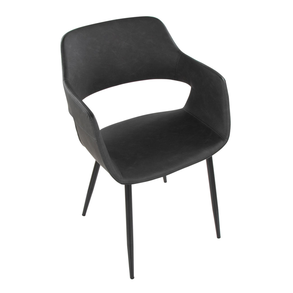Margarite Dining Chair - Set of 2 - Black Metal, Grey PU