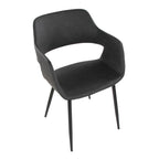 Margarite Dining Chair - Set of 2 - Black Metal, Grey PU