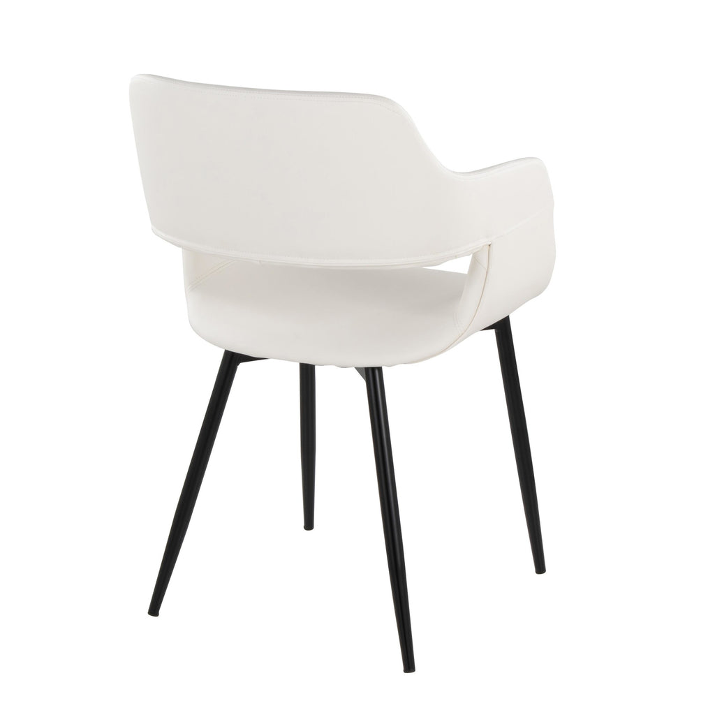 Margarite Dining Chair - Set of 2 - Black Metal, White PU