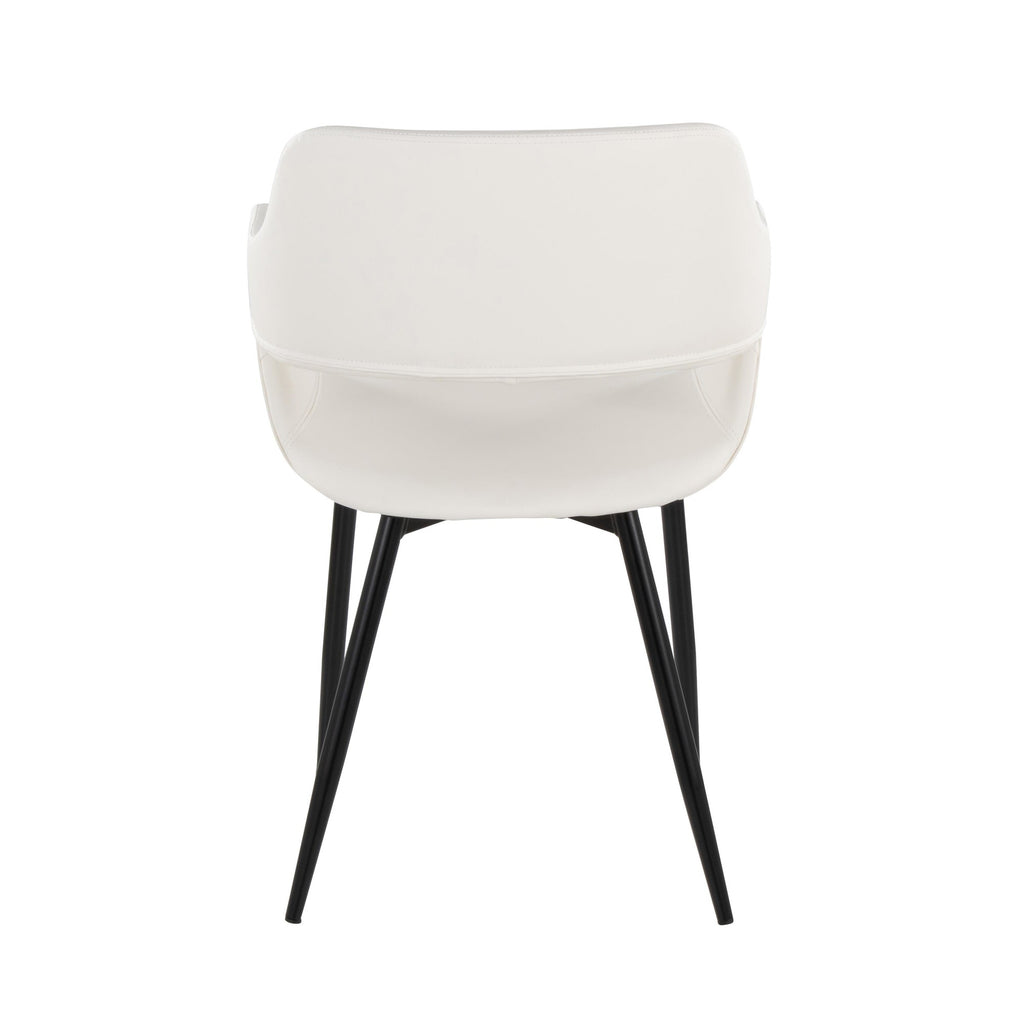 Margarite Dining Chair - Set of 2 - Black Metal, White PU