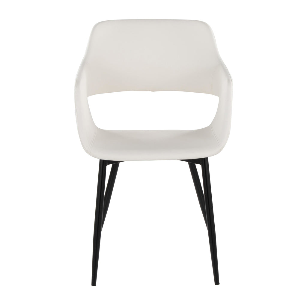 Margarite Dining Chair - Set of 2 - Black Metal, White PU