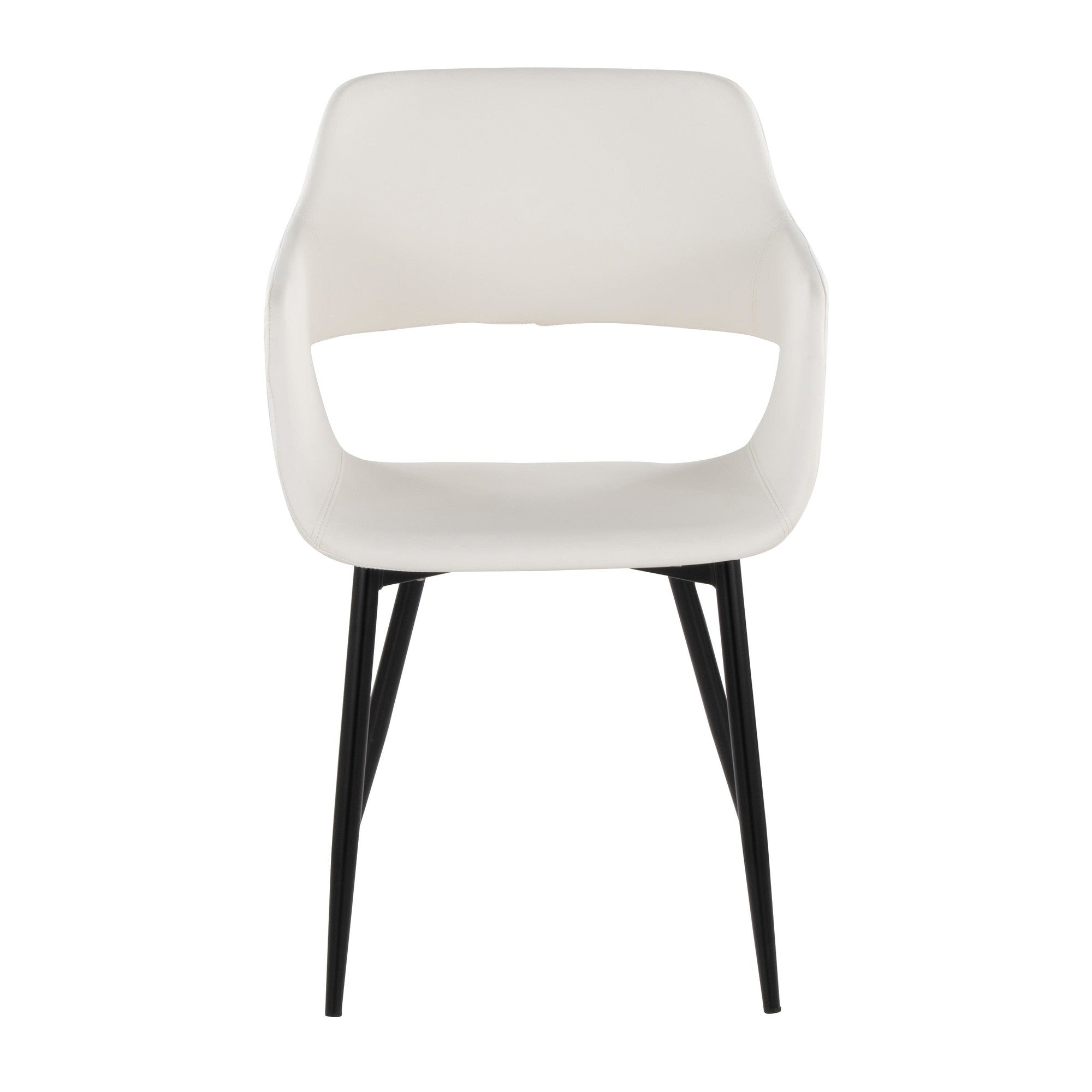 Margarite Dining Chair - Set of 2 - Black Metal, White PU