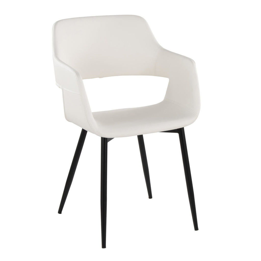 Margarite Dining Chair - Set of 2 - Black Metal, White PU