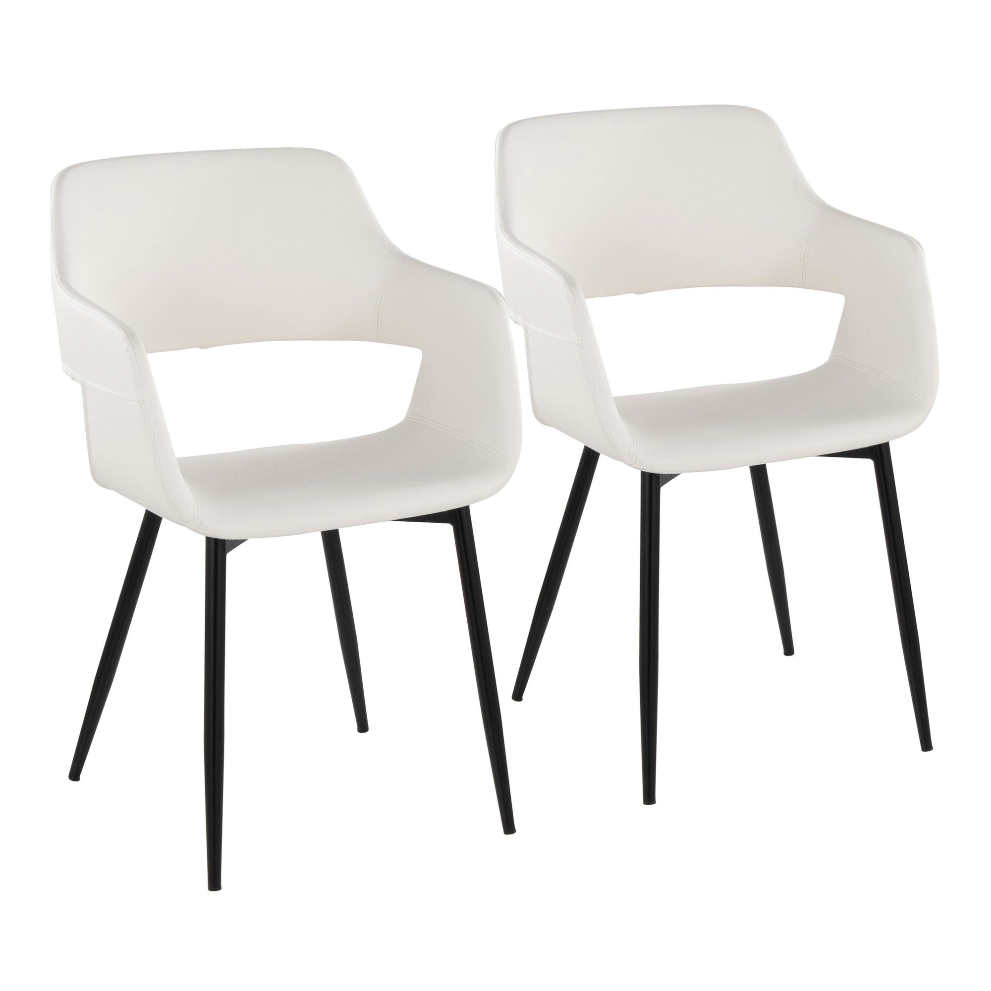 Margarite Dining Chair - Set of 2 - Black Metal, White PU