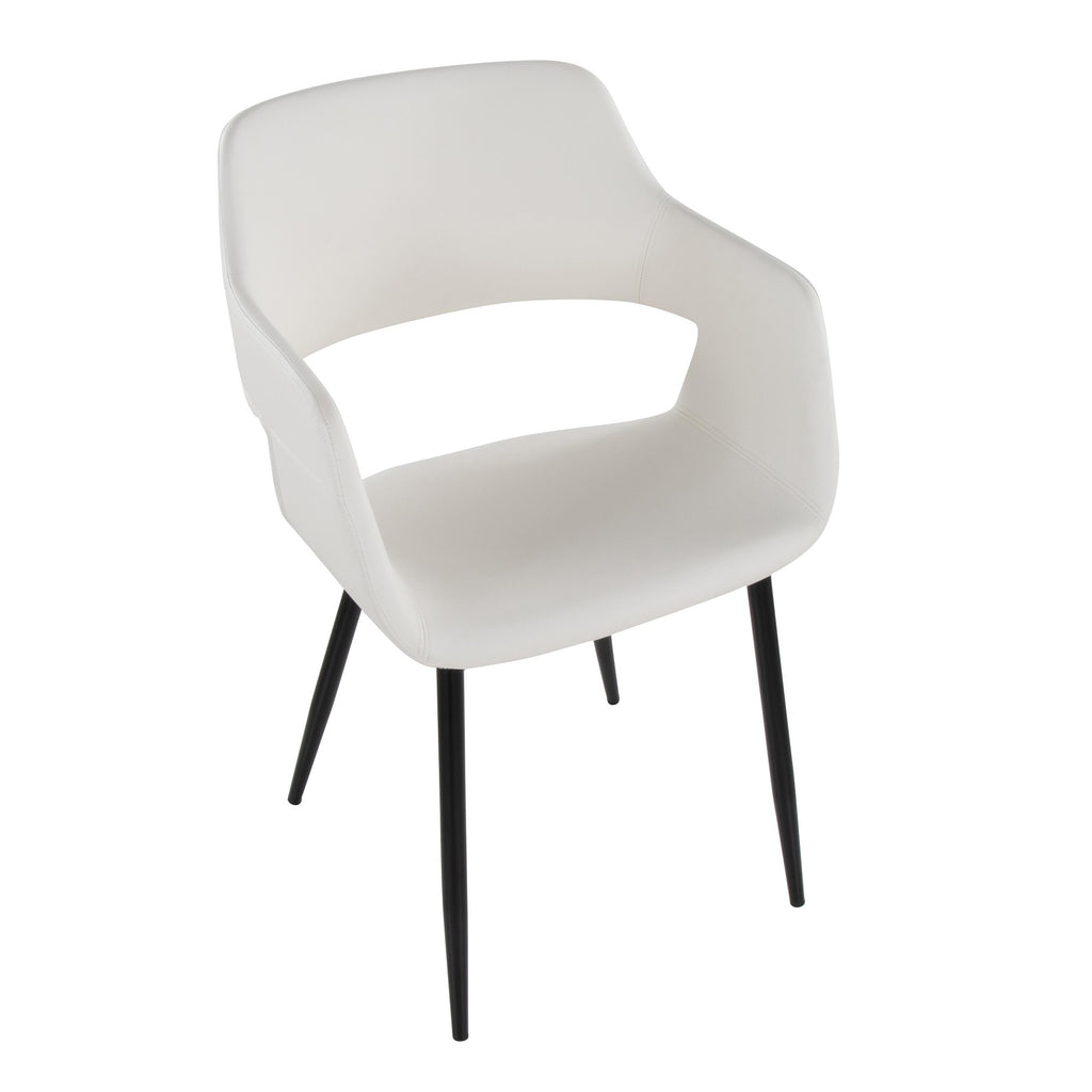 Margarite Dining Chair - Set of 2 - Black Metal, White PU