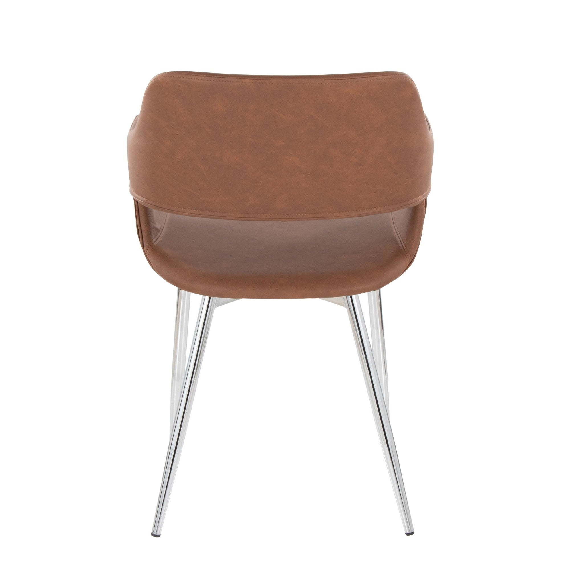 Margarite Dining Chair - Set of 2 - Chrome Metal, Brown PU
