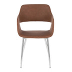 Margarite Dining Chair - Set of 2 - Chrome Metal, Brown PU