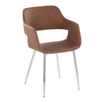 Margarite Dining Chair - Set of 2 - Chrome Metal, Brown PU