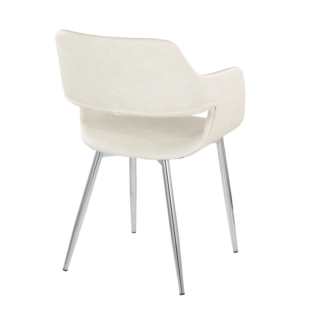 Margarite Dining Chair - Set of 2 - Chrome Metal, Cream PU