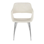 Margarite Dining Chair - Set of 2 - Chrome Metal, Cream PU
