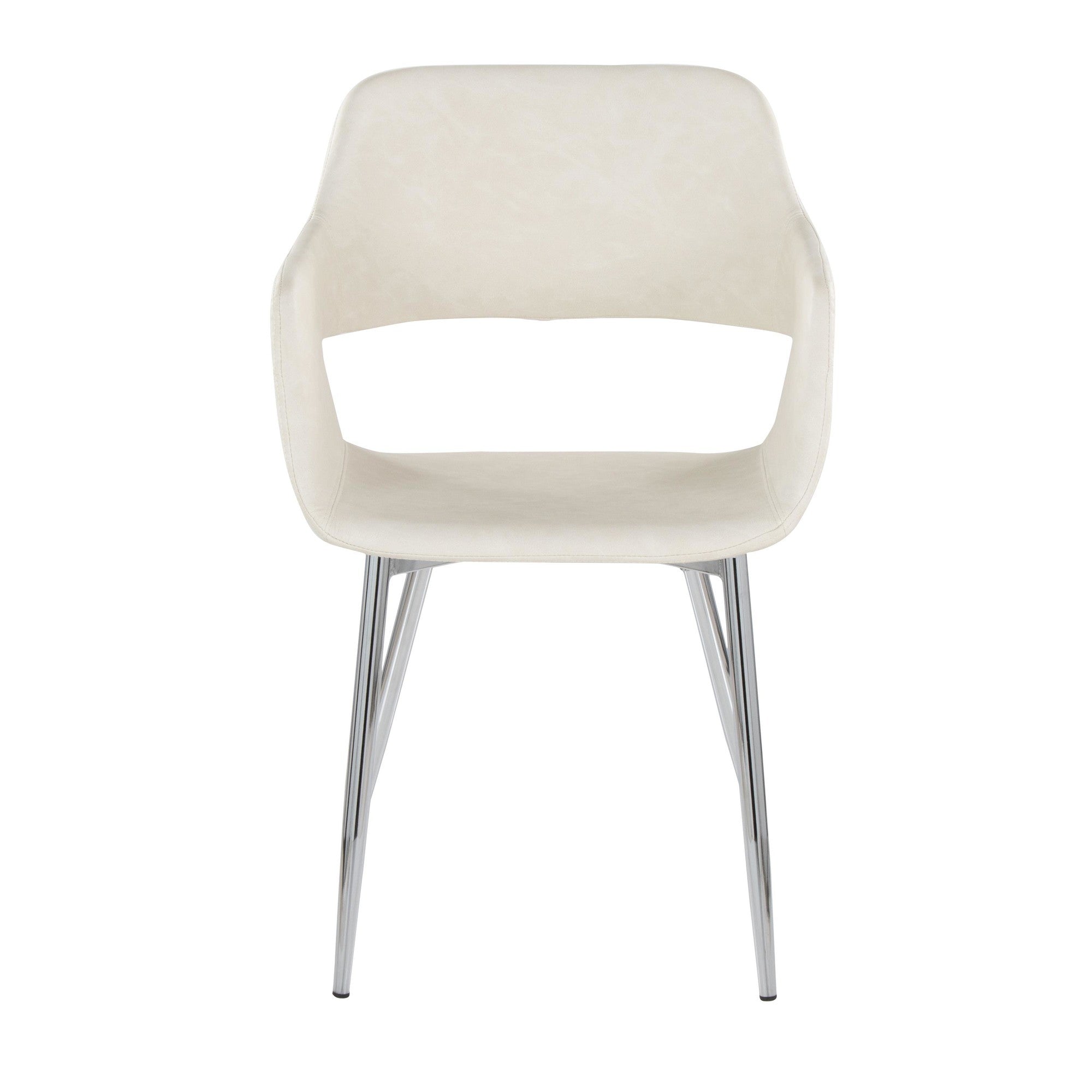 Margarite Dining Chair - Set of 2 - Chrome Metal, Cream PU