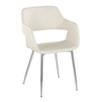 Margarite Dining Chair - Set of 2 - Chrome Metal, Cream PU
