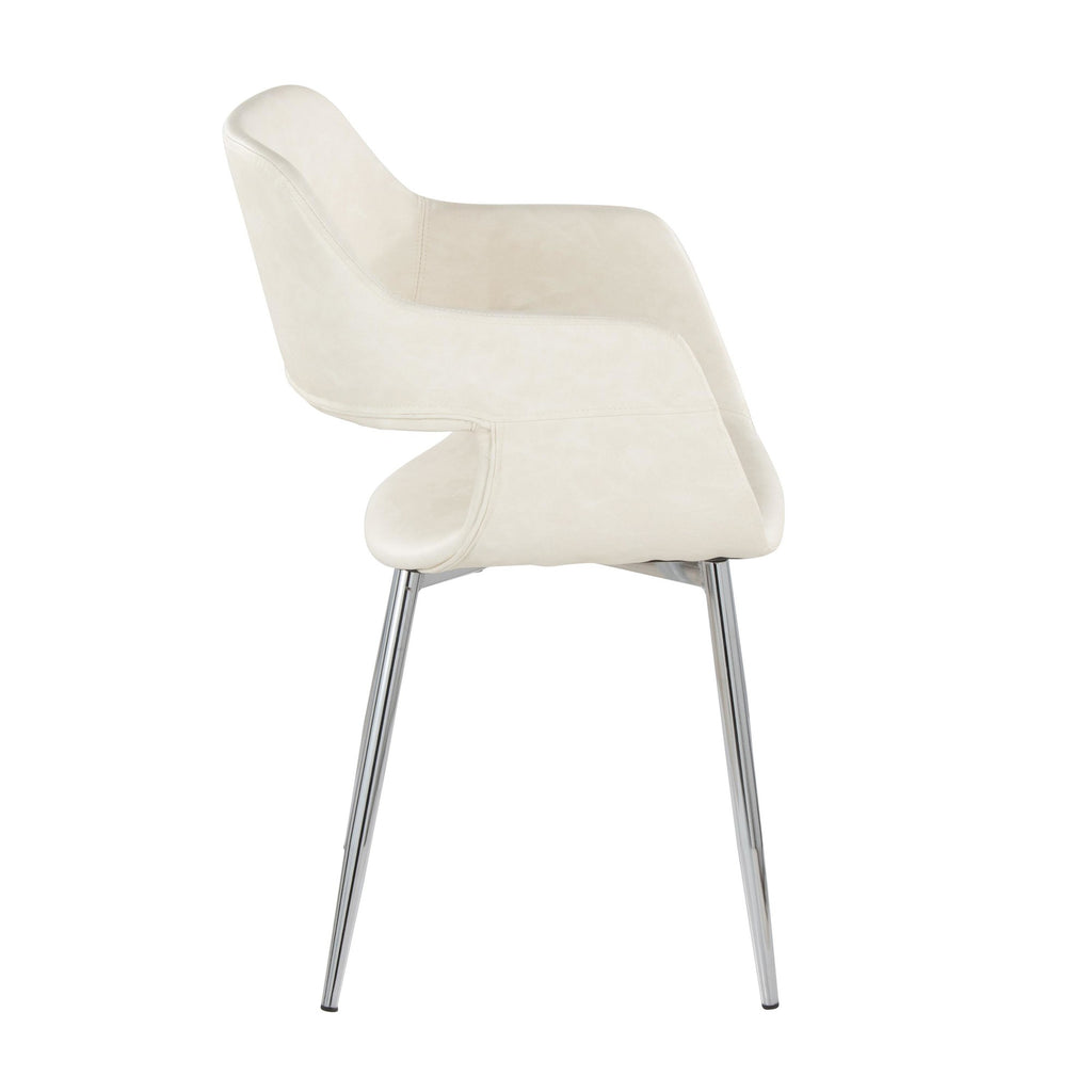 Margarite Dining Chair - Set of 2 - Chrome Metal, Cream PU