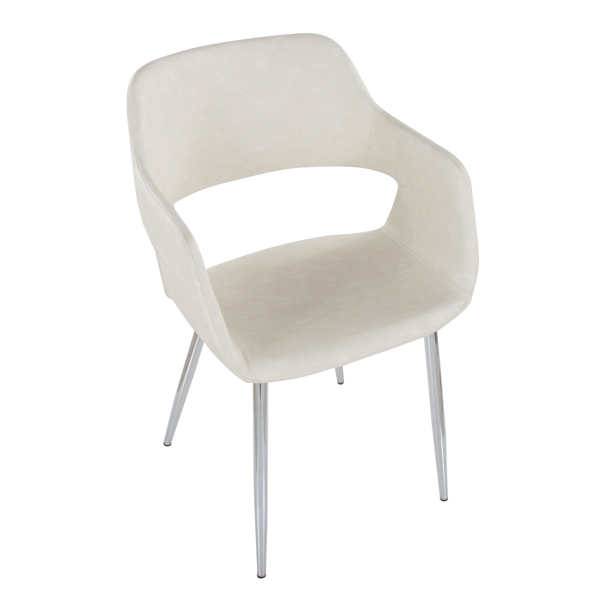 Margarite Dining Chair - Set of 2 - Chrome Metal, Cream PU