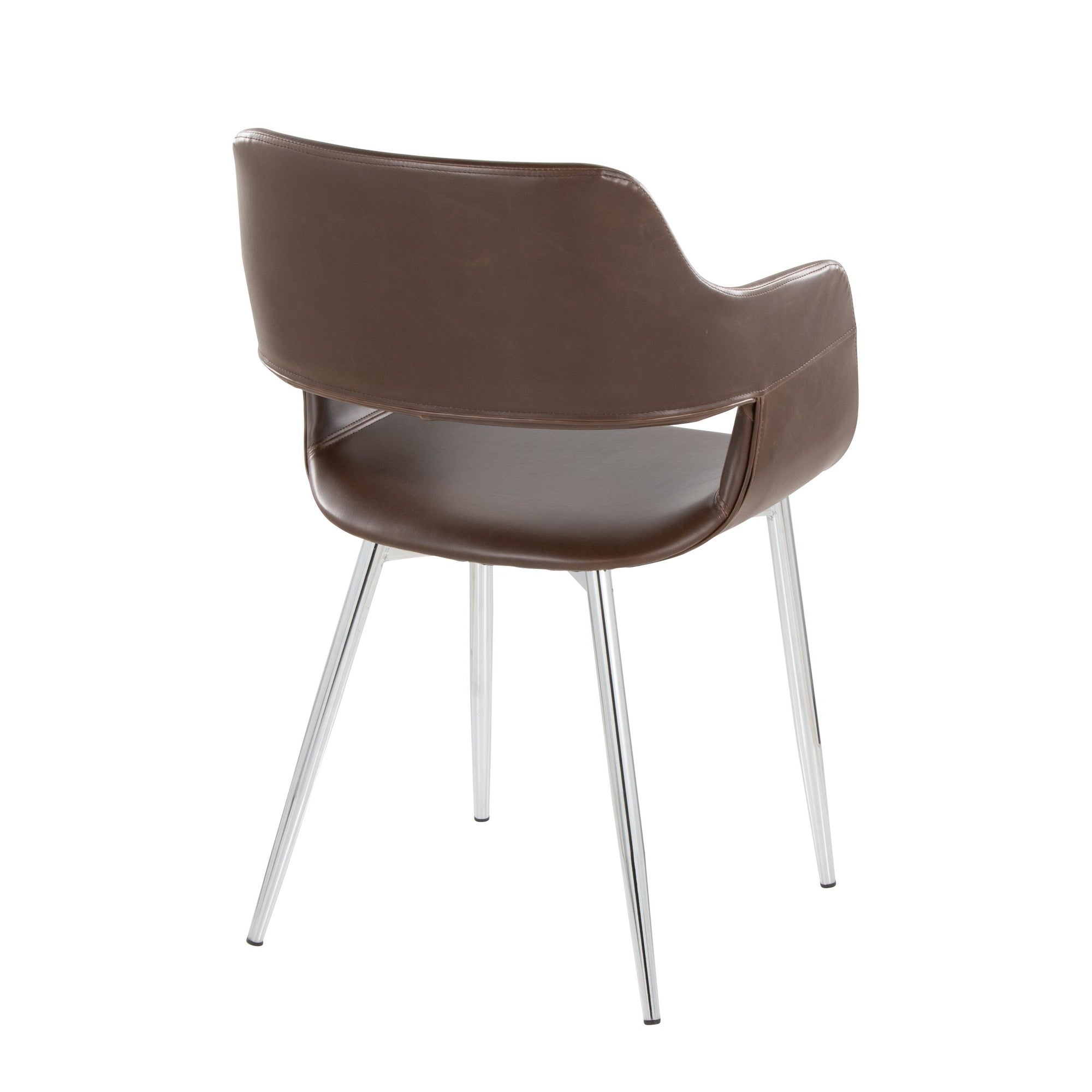 Margarite Dining Chair - Set of 2 - Chrome Metal, Espresso PU