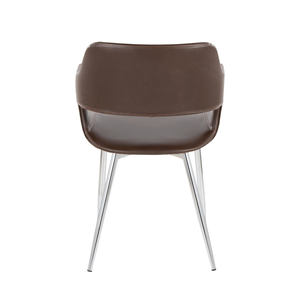 Margarite Dining Chair - Set of 2 - Chrome Metal, Espresso PU