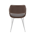 Margarite Dining Chair - Set of 2 - Chrome Metal, Espresso PU