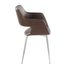 Margarite Dining Chair - Set of 2 - Chrome Metal, Espresso PU