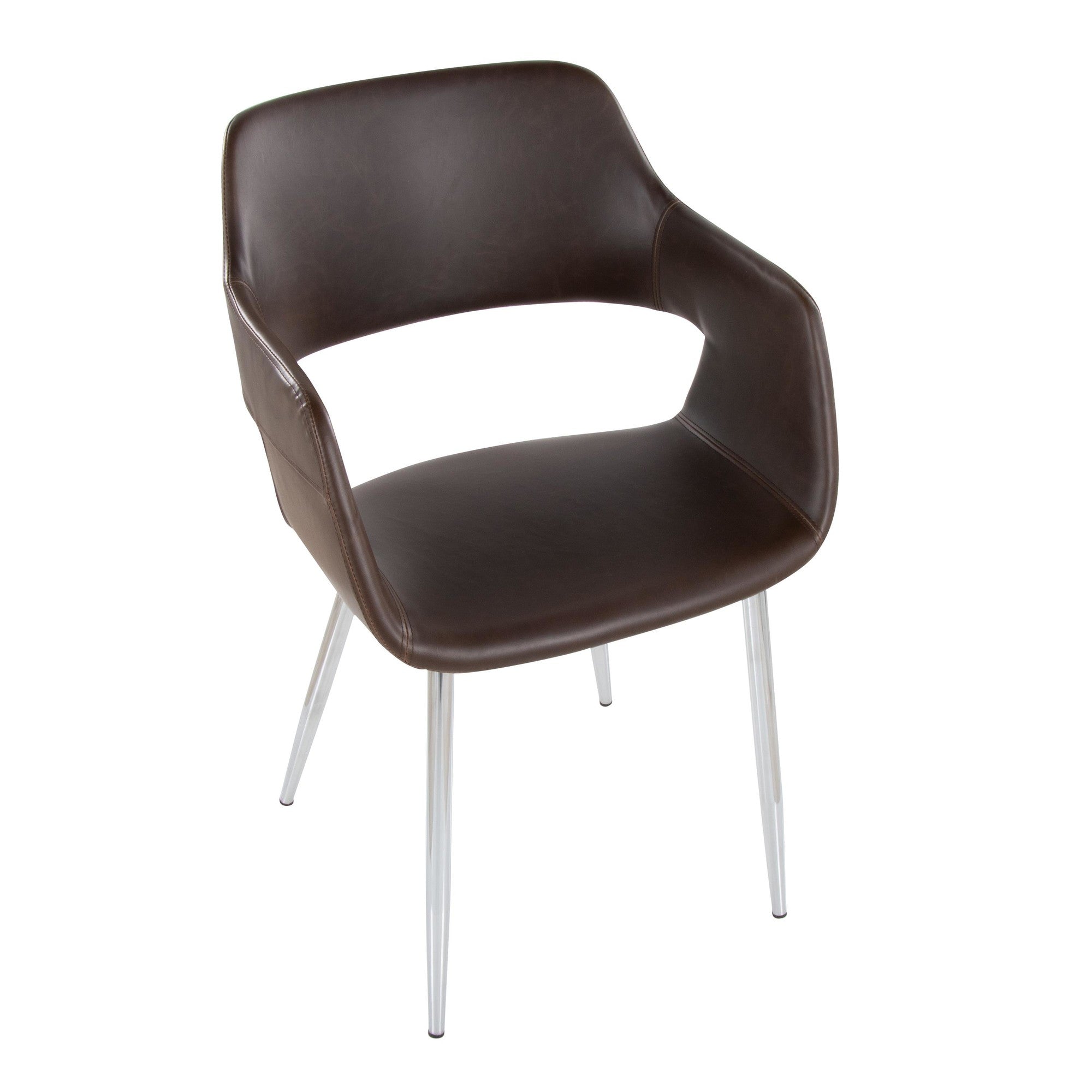 Margarite Dining Chair - Set of 2 - Chrome Metal, Espresso PU
