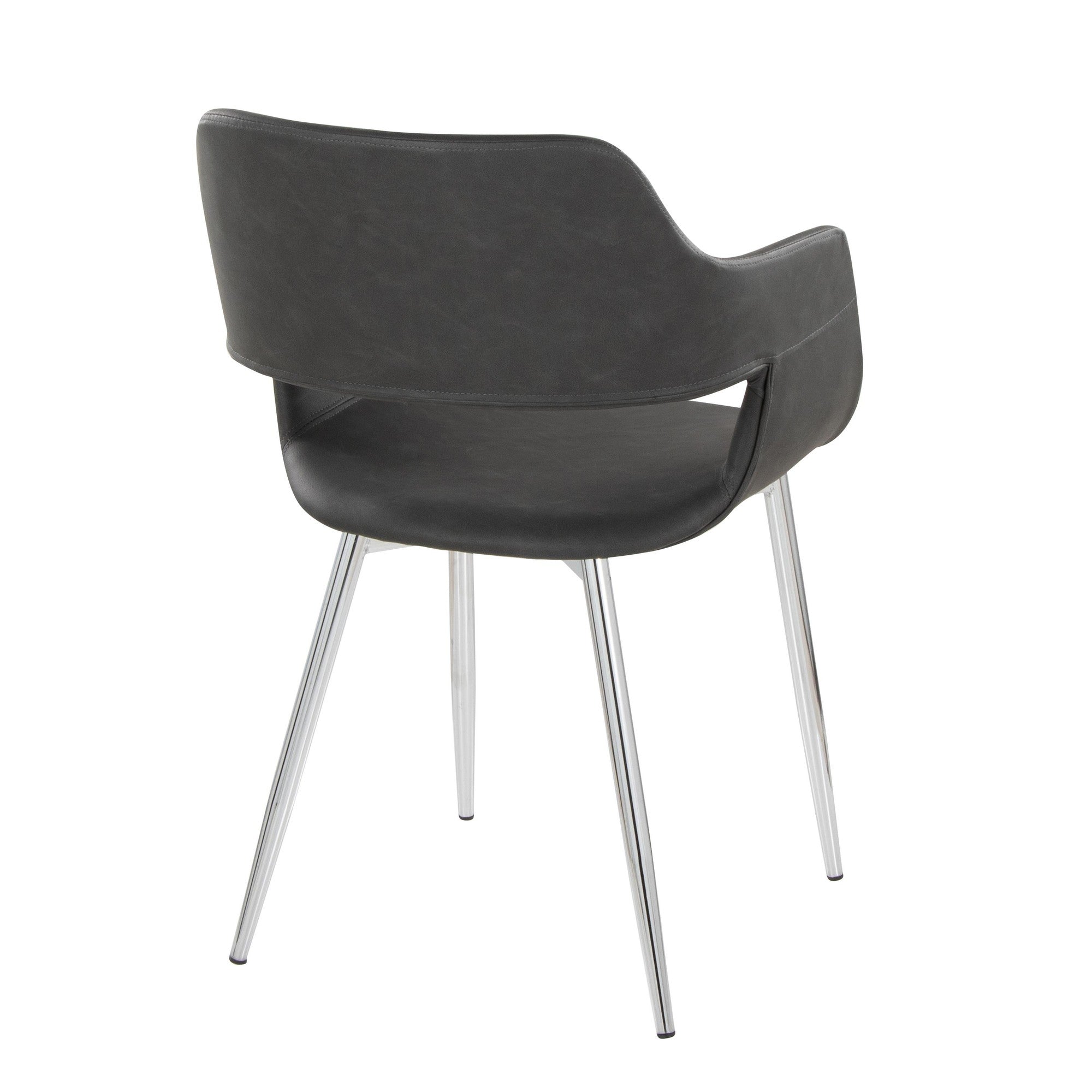 Margarite Dining Chair - Set of 2 - Chrome Metal, Grey PU