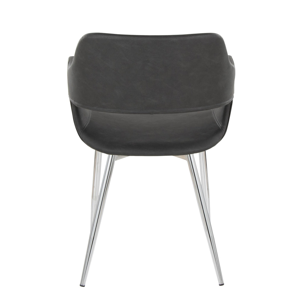 Margarite Dining Chair - Set of 2 - Chrome Metal, Grey PU