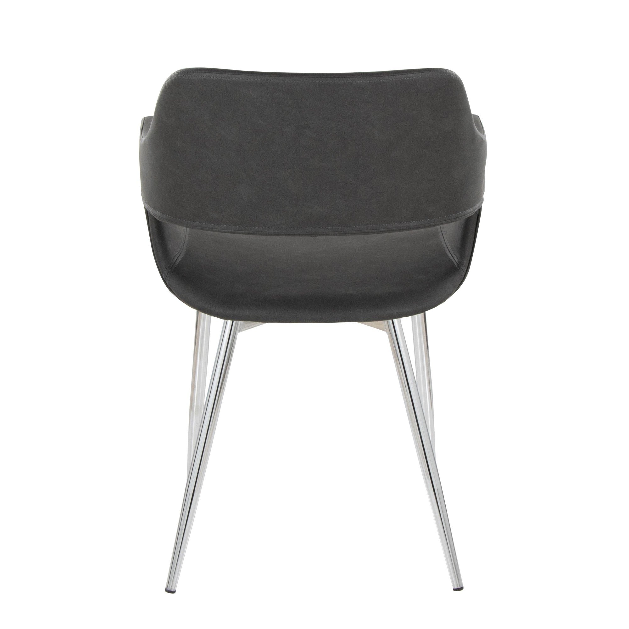 Margarite Dining Chair - Set of 2 - Chrome Metal, Grey PU