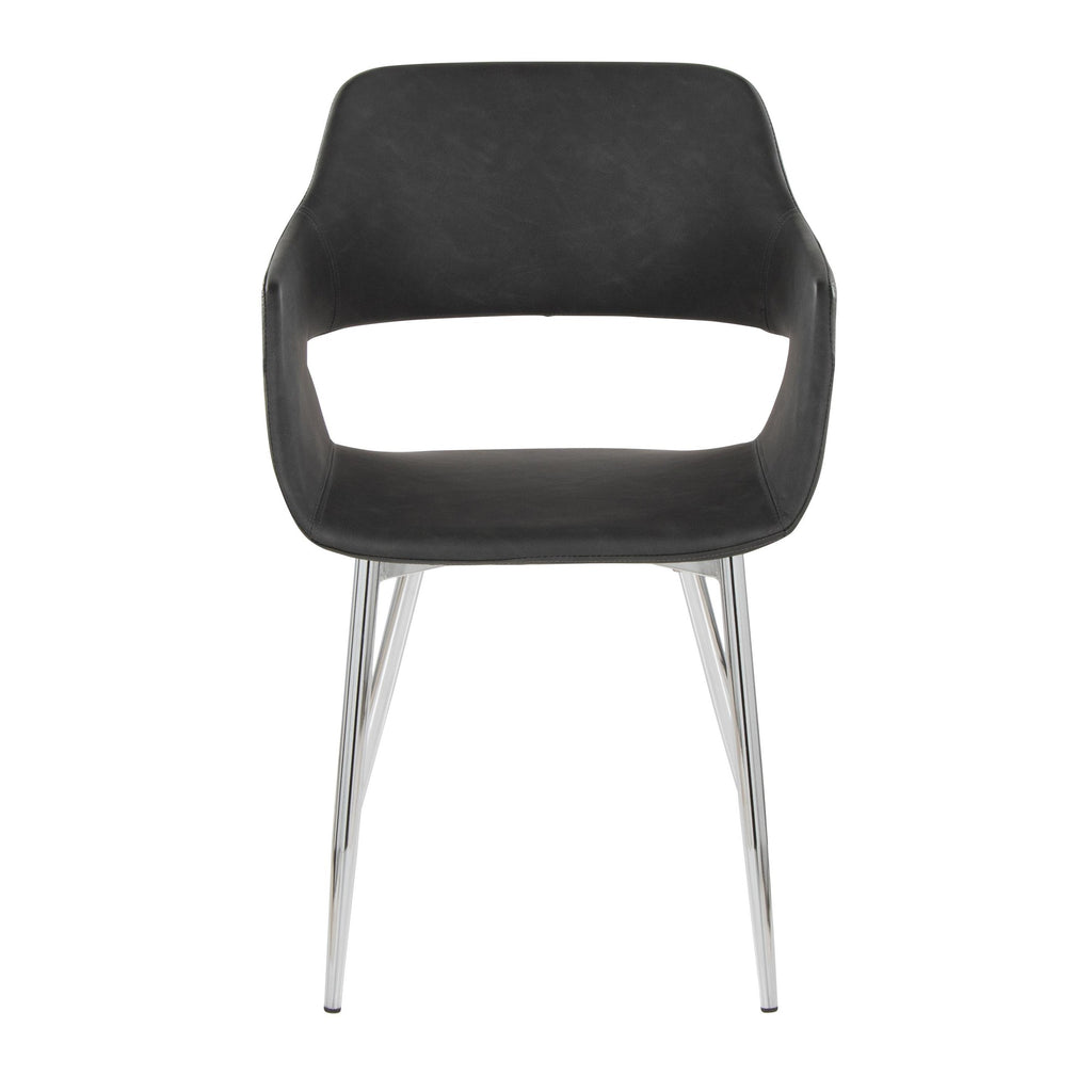 Margarite Dining Chair - Set of 2 - Chrome Metal, Grey PU