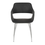 Margarite Dining Chair - Set of 2 - Chrome Metal, Grey PU
