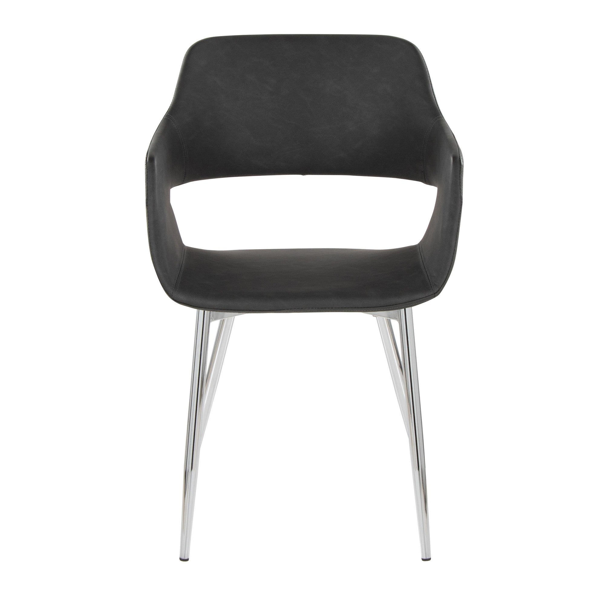 Margarite Dining Chair - Set of 2 - Chrome Metal, Grey PU