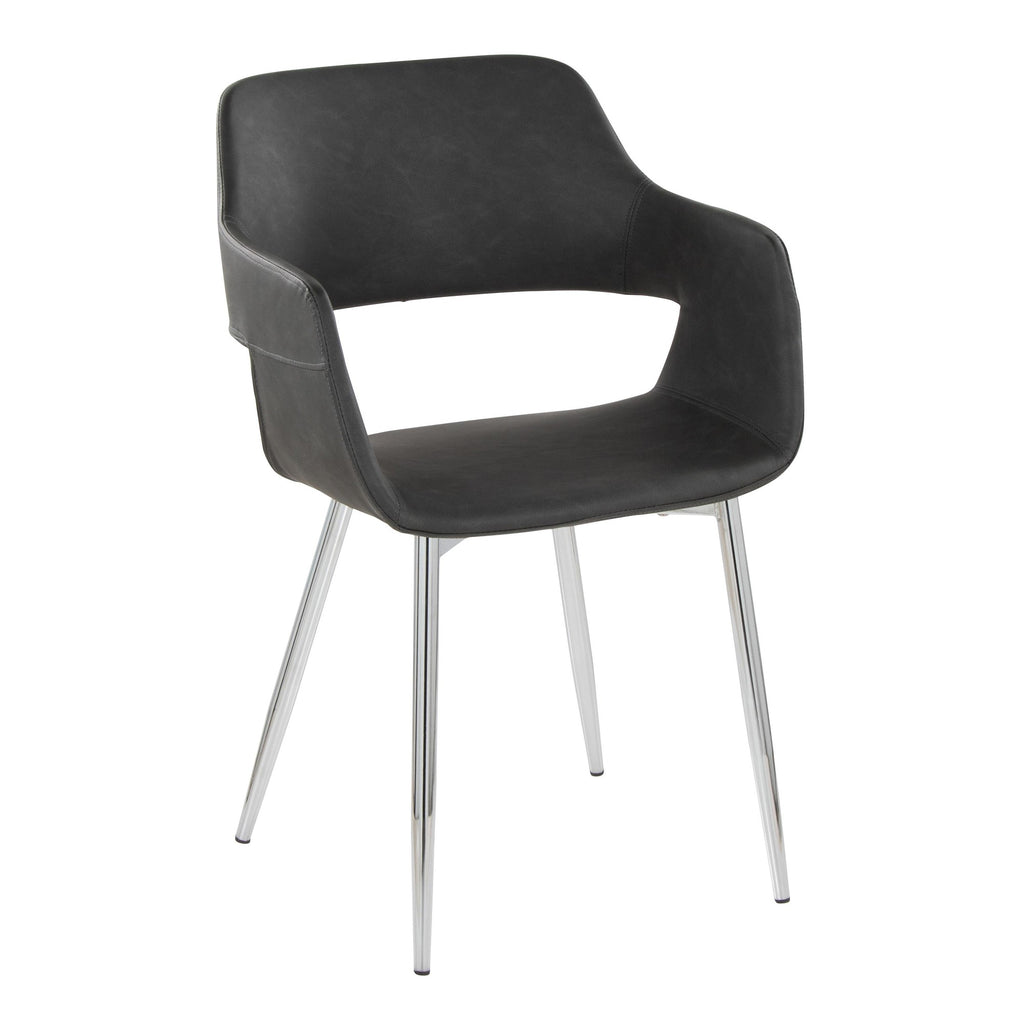 Margarite Dining Chair - Set of 2 - Chrome Metal, Grey PU