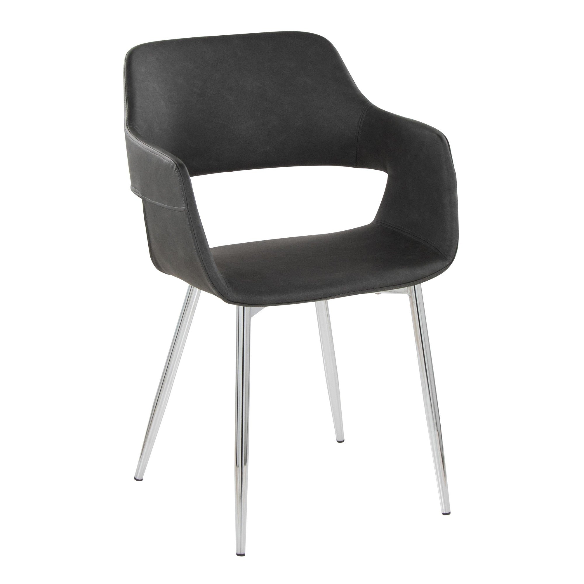 Margarite Dining Chair - Set of 2 - Chrome Metal, Grey PU