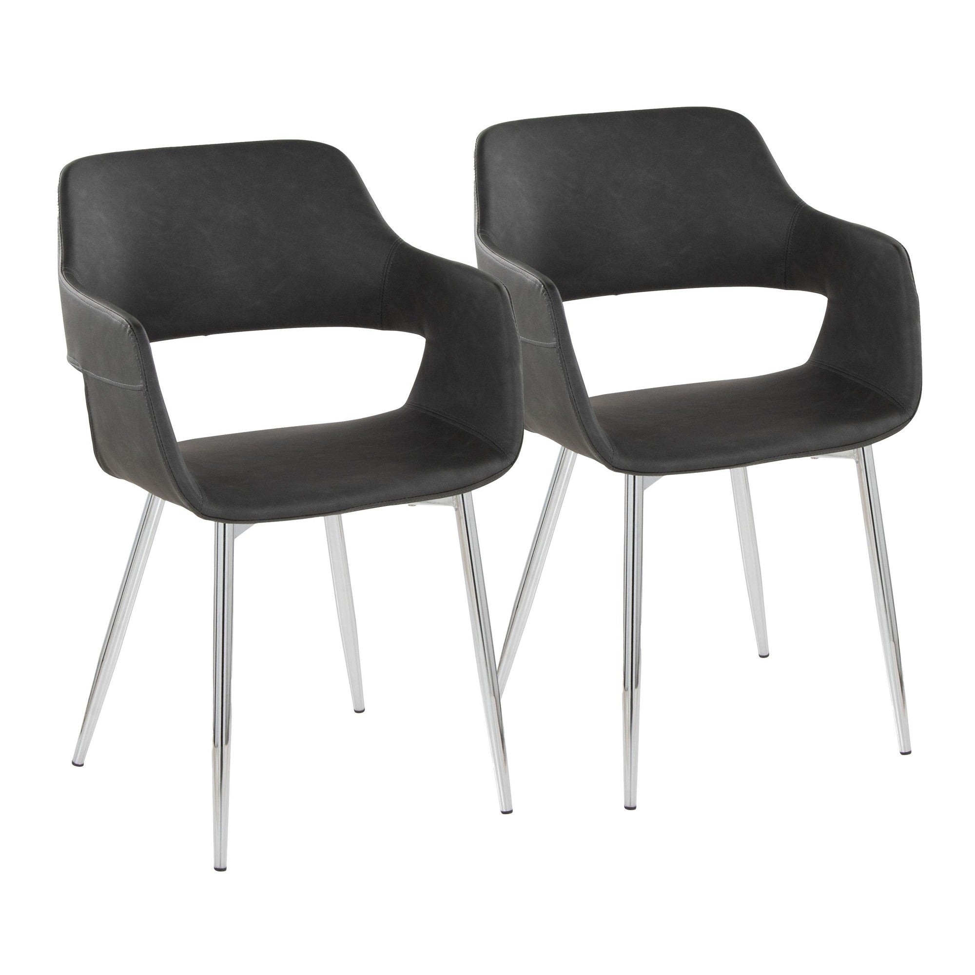 Margarite Dining Chair - Set of 2 - Chrome Metal, Grey PU