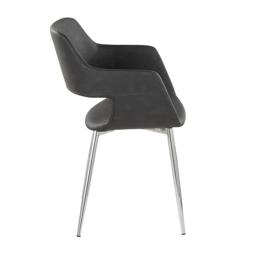 Margarite Dining Chair - Set of 2 - Chrome Metal, Grey PU