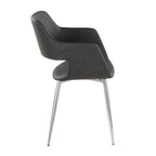 Margarite Dining Chair - Set of 2 - Chrome Metal, Grey PU