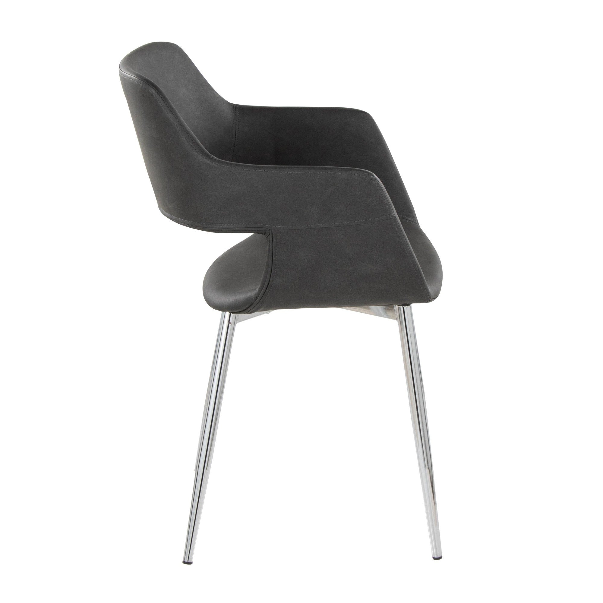 Margarite Dining Chair - Set of 2 - Chrome Metal, Grey PU