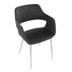 Margarite Dining Chair - Set of 2 - Chrome Metal, Grey PU