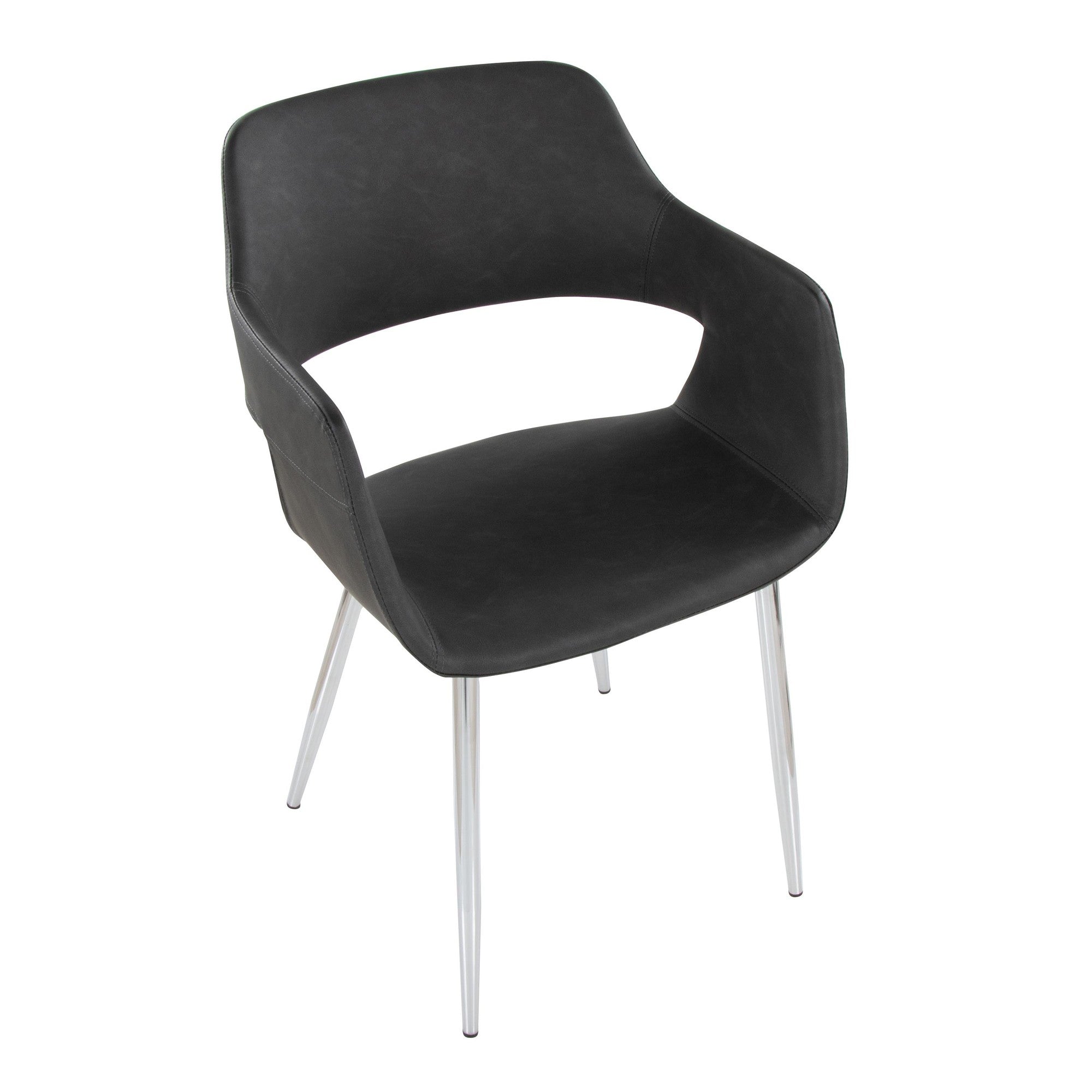 Margarite Dining Chair - Set of 2 - Chrome Metal, Grey PU