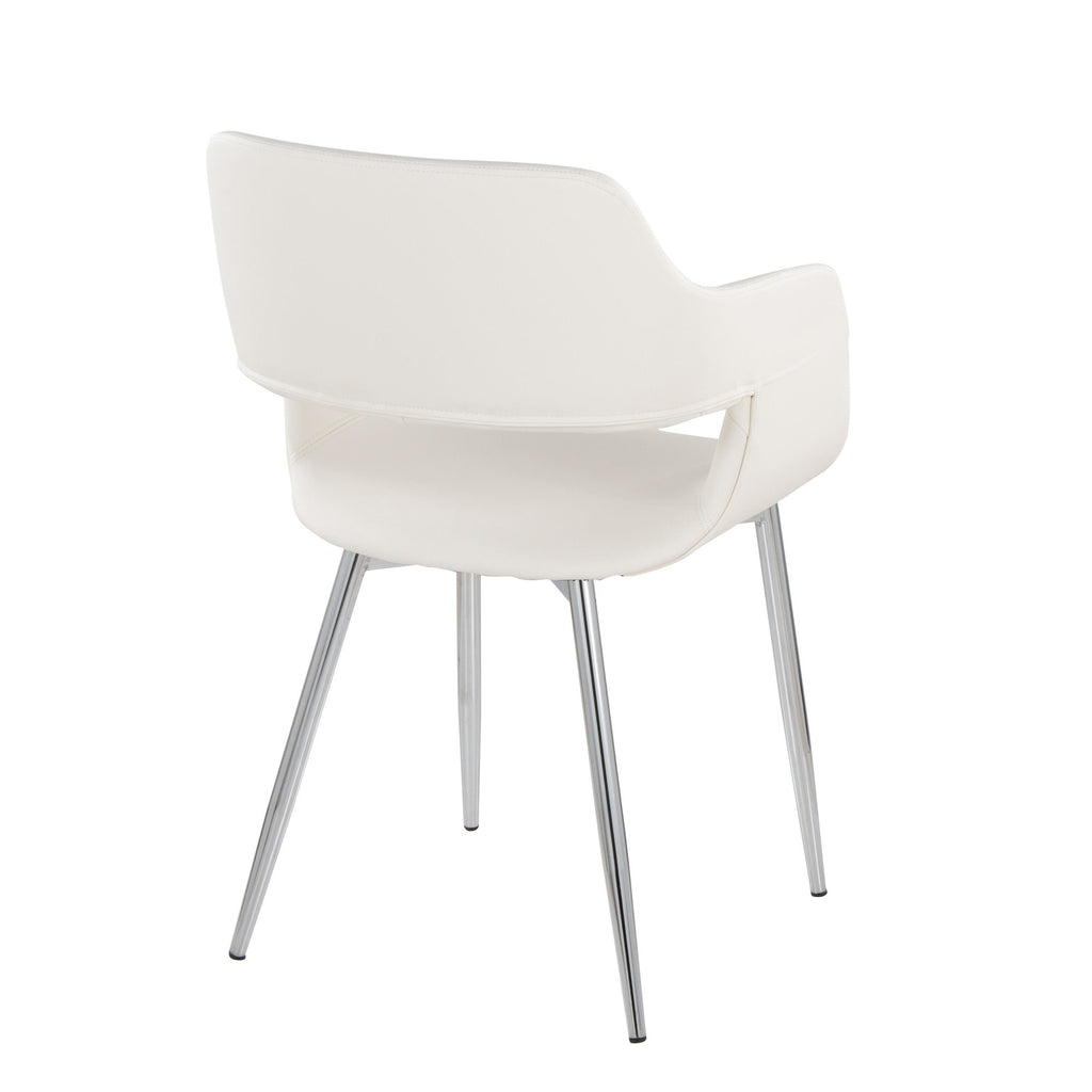 Margarite Dining Chair - Set of 2 - Chrome Metal, White PU