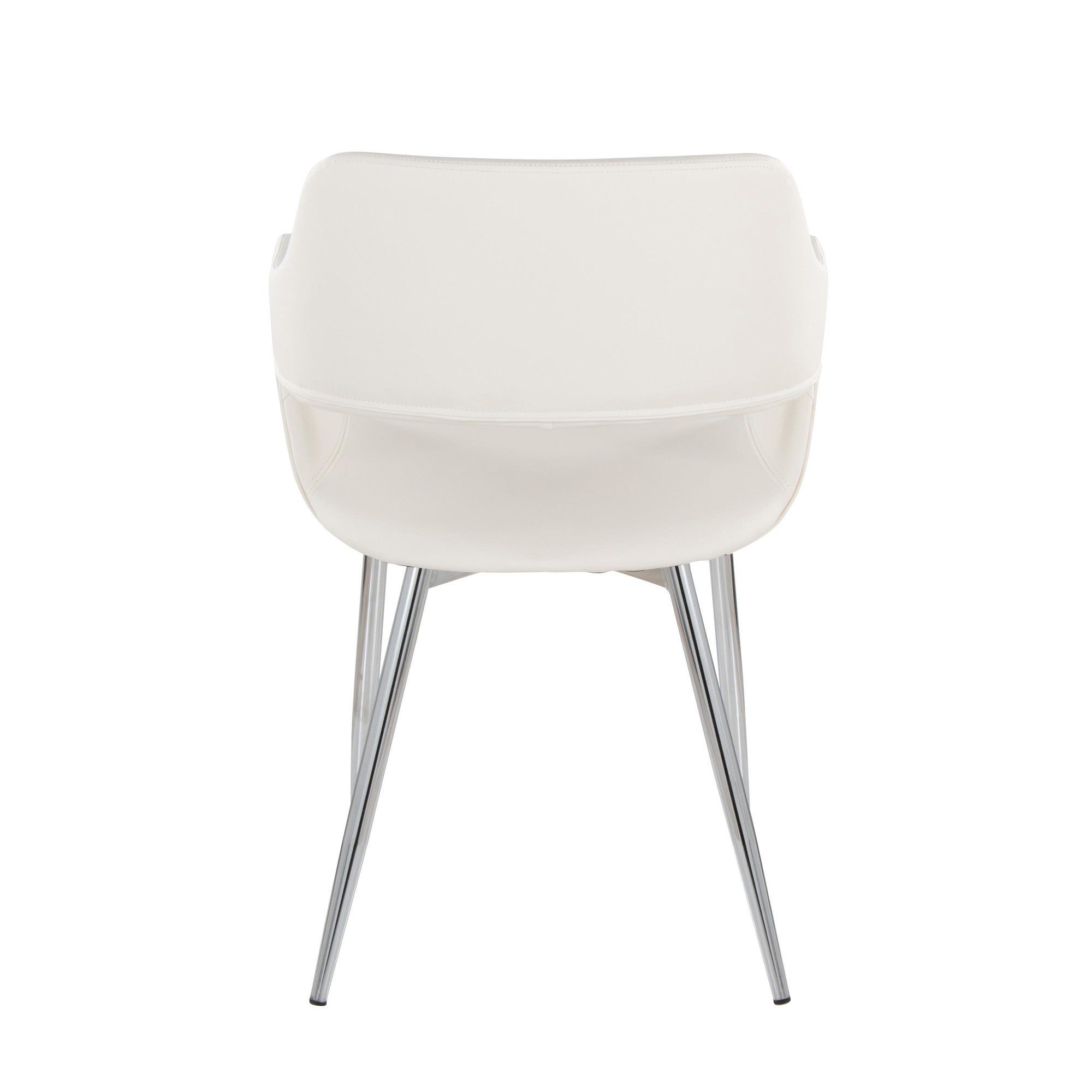 Margarite Dining Chair - Set of 2 - Chrome Metal, White PU